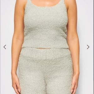 SKIMS cozy knit tank & short set in aqua S/M